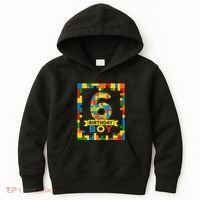 6 Year Old Building Blocks 6th Birthday Brick Builder Kids Hoodie thumb 0