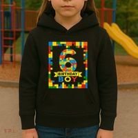6 Year Old Building Blocks 6th Birthday Brick Builder Kids Hoodie thumb 3