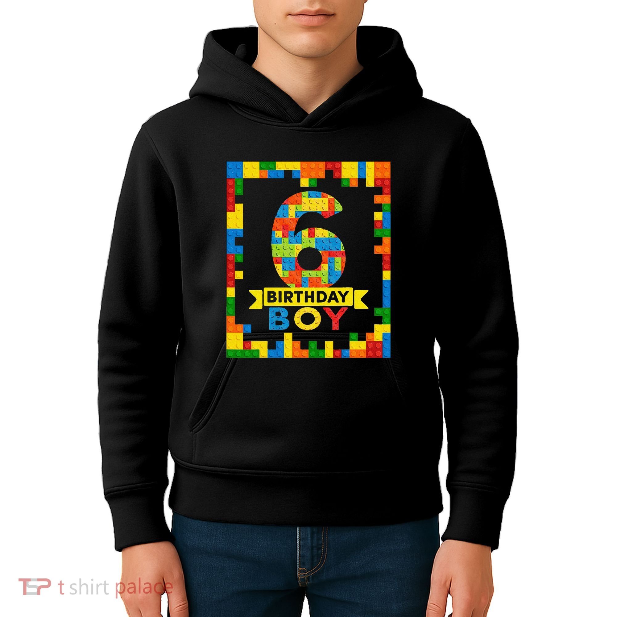 6 Year Old Building Blocks 6th Birthday Brick Builder Kids Hoodie
