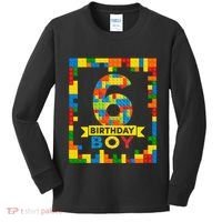 6 Year Old Building Blocks 6th Birthday Brick Builder Kids Long Sleeve Shirt thumb 0