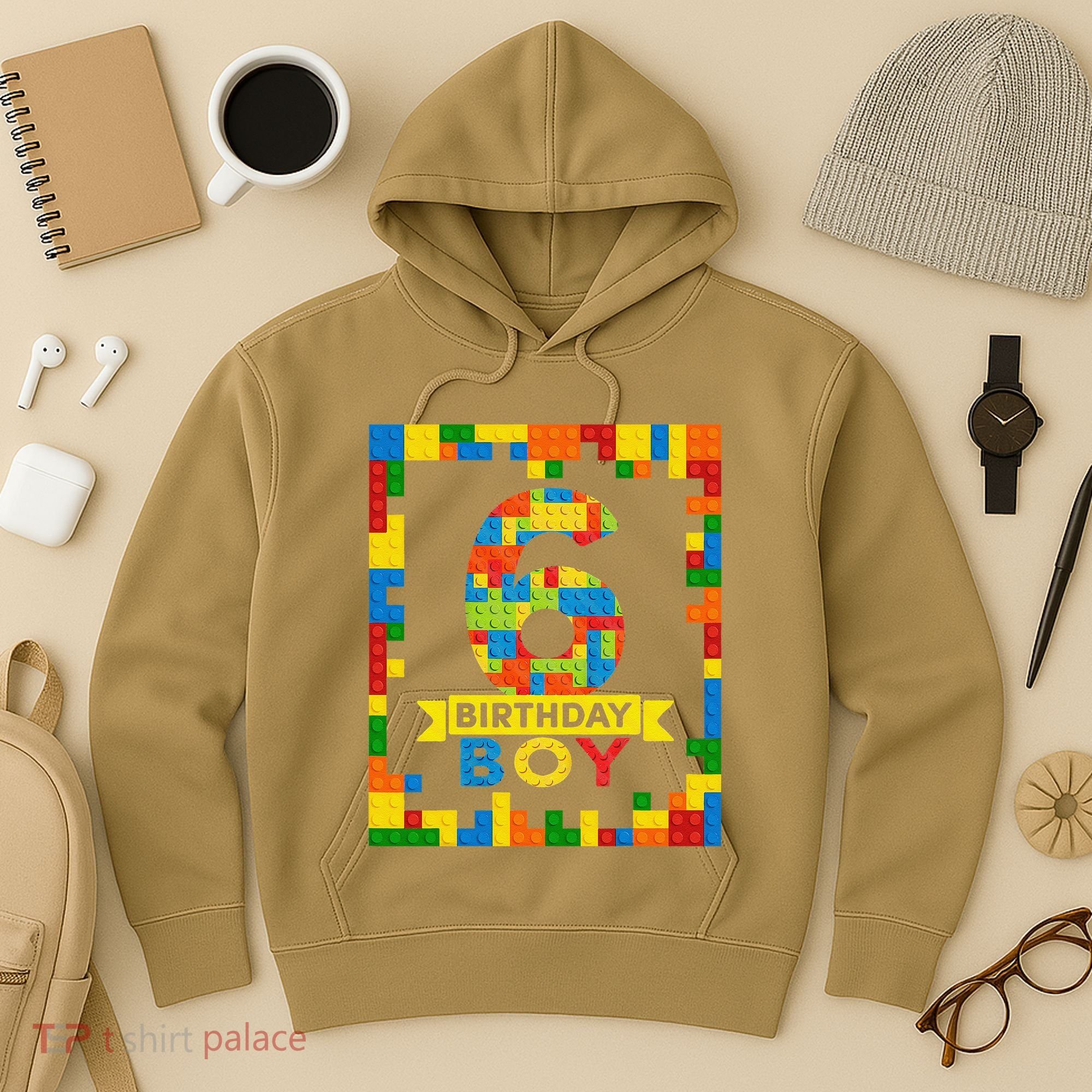 6 Year Old Building Blocks 6th Birthday Brick Builder Hoodie