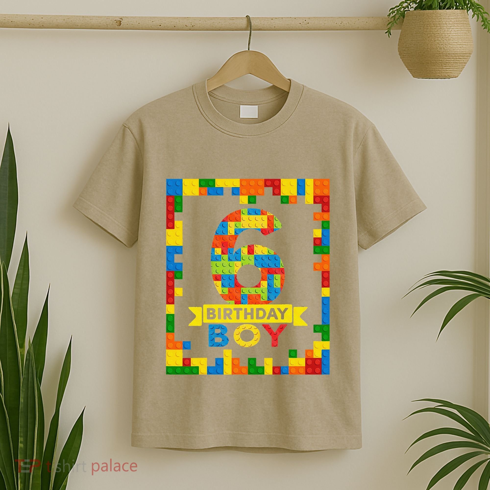 6 Year Old Building Blocks 6th Birthday Brick Builder T-Shirt
