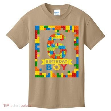 6 Year Old Building Blocks 6th Birthday Brick Builder Kids T-Shirt