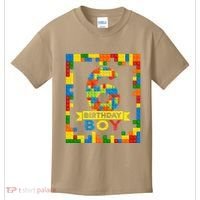 6 Year Old Building Blocks 6th Birthday Brick Builder Kids T-Shirt thumb 0