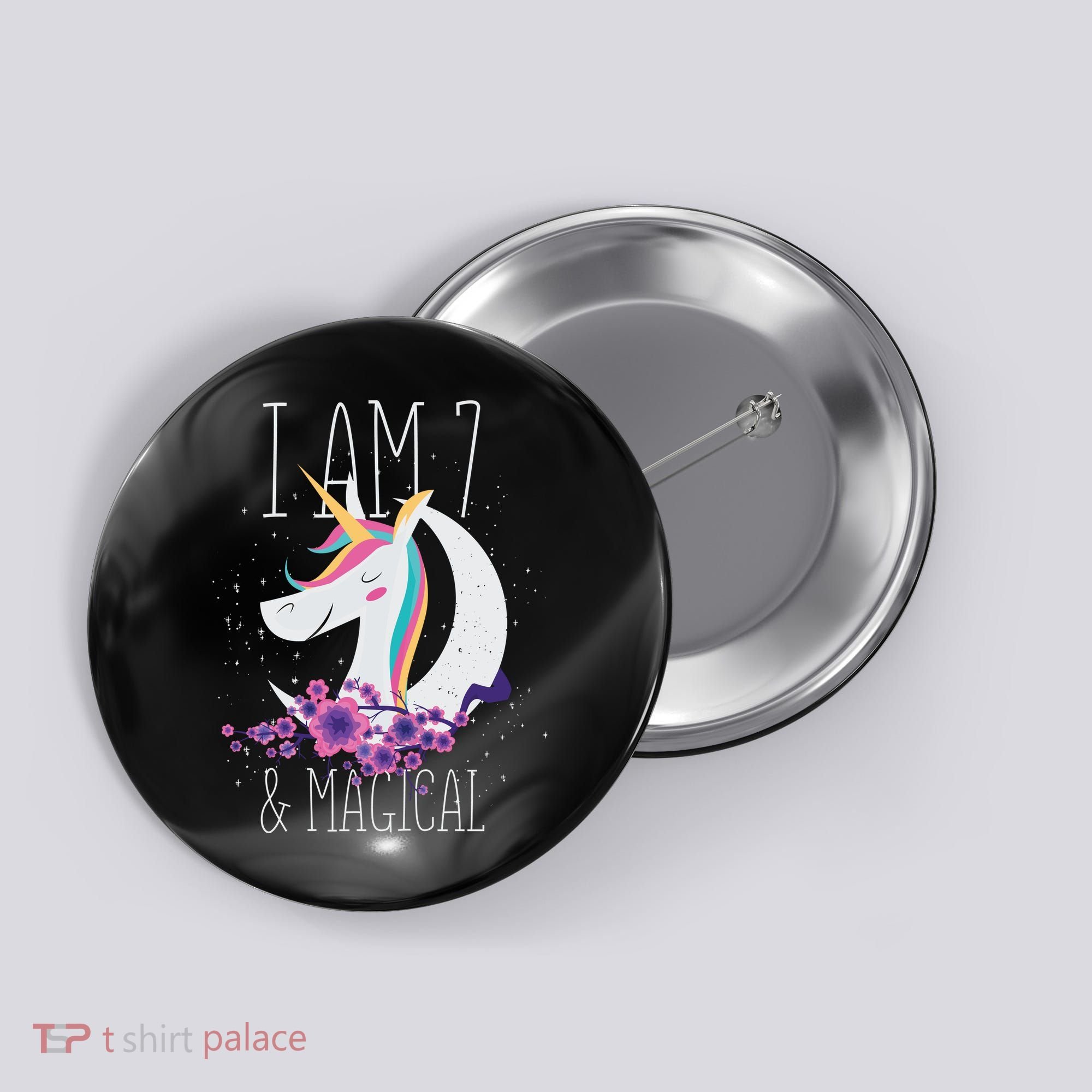 7 Years Old Unicorn Button