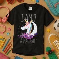 7 Years Old Unicorn Kids T-Shirt thumb 3