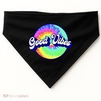 70s Retro Groovy Hippie Good Vibes USA-Made Doggie Bandana thumb 0