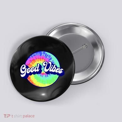 70s Retro Groovy Hippie Good Vibes Button