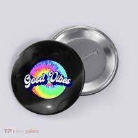 70s Retro Groovy Hippie Good Vibes Button thumb 0
