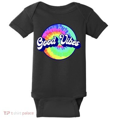 70s Retro Groovy Hippie Good Vibes Baby Bodysuit