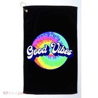 70s Retro Groovy Hippie Good Vibes Golf Towel thumb 0