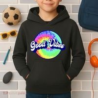 70s Retro Groovy Hippie Good Vibes Kids Hoodie thumb 2