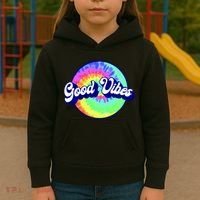 70s Retro Groovy Hippie Good Vibes Kids Hoodie thumb 3