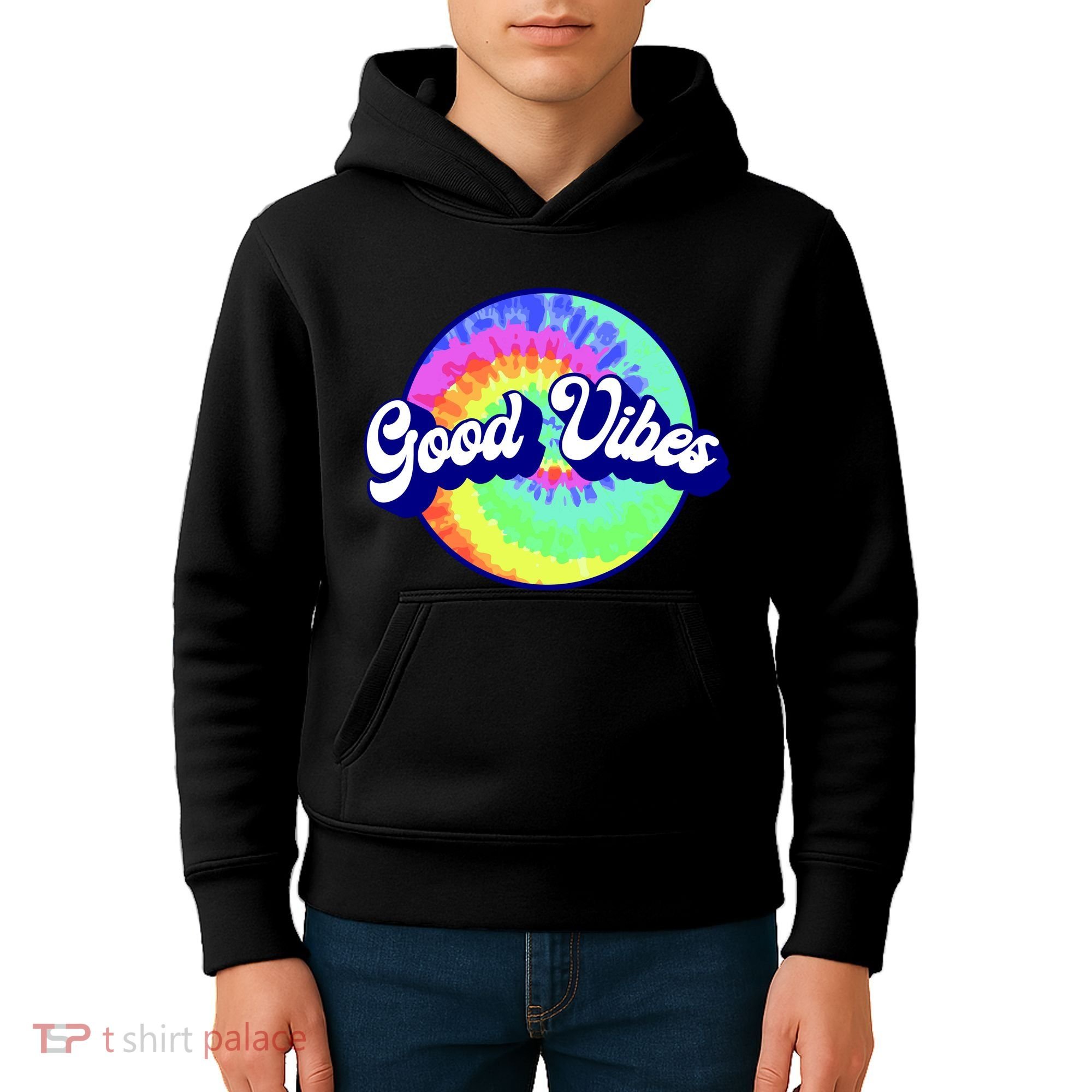 70s Retro Groovy Hippie Good Vibes Kids Hoodie