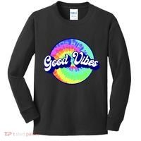 70s Retro Groovy Hippie Good Vibes Kids Long Sleeve Shirt thumb 0