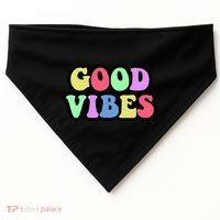 70s Retro Groovy Hippie Good Vibes Bold USA-Made Doggie Bandana thumb 0