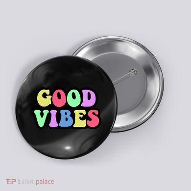 70s Retro Groovy Hippie Good Vibes Bold Button