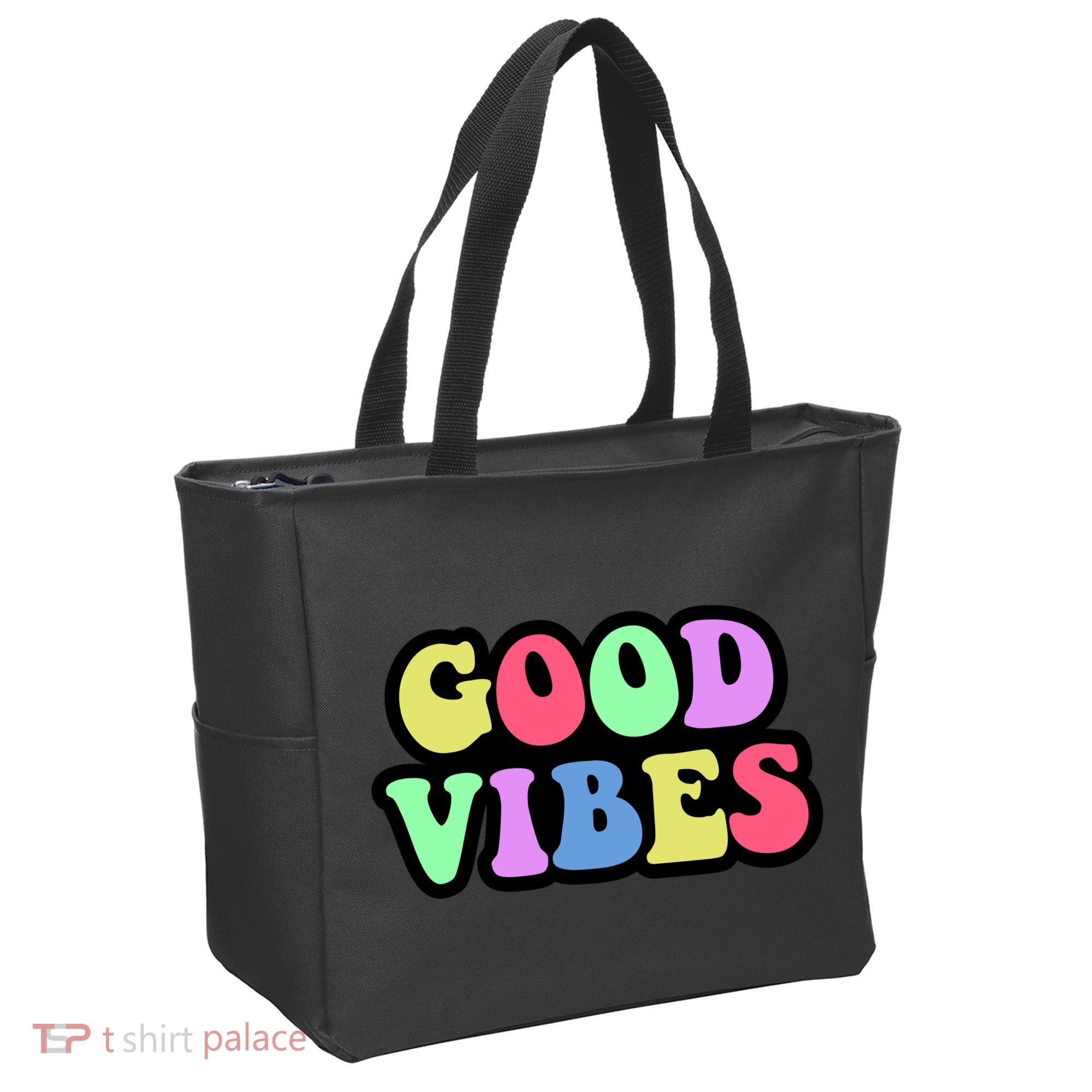 70s Retro Groovy Hippie Good Vibes Bold Tote Bag