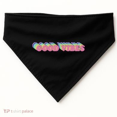 70s Retro Groovy Hippie Good Vibes Repeat USA-Made Doggie Bandana