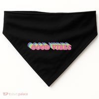 70s Retro Groovy Hippie Good Vibes Repeat USA-Made Doggie Bandana thumb 0