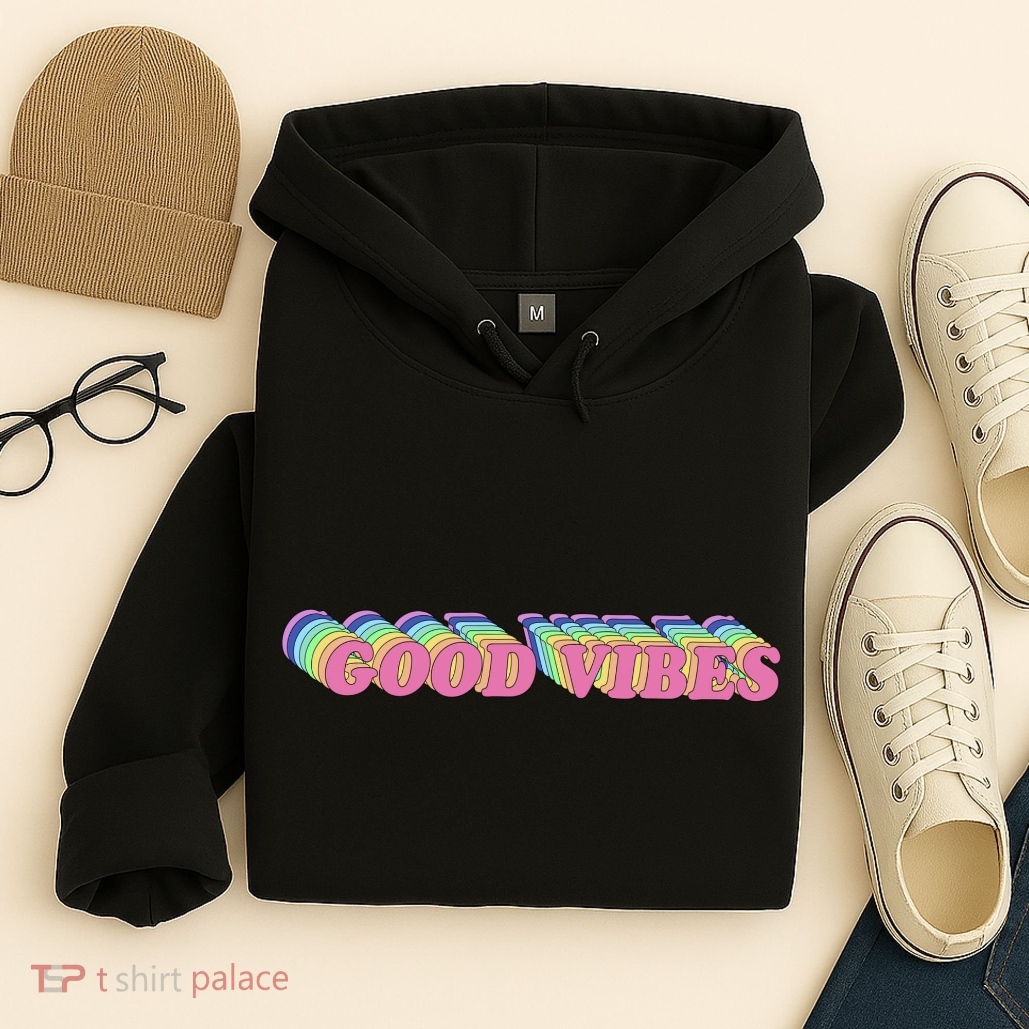 70s Retro Groovy Hippie Good Vibes Repeat Hoodie