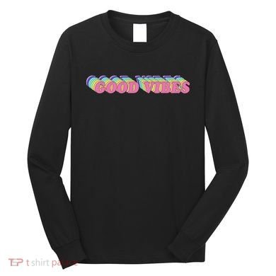 70s Retro Groovy Hippie Good Vibes Repeat Long Sleeve Shirt