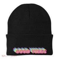 70s Retro Groovy Hippie Good Vibes Repeat Beanie thumb 0