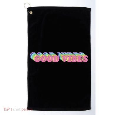 70s Retro Groovy Hippie Good Vibes Repeat Golf Towel