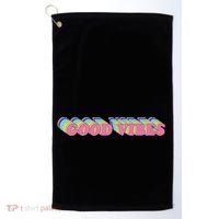70s Retro Groovy Hippie Good Vibes Repeat Golf Towel thumb 0
