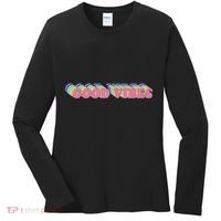 70s Retro Groovy Hippie Good Vibes Repeat Women's Long Sleeve Shirt thumb 0
