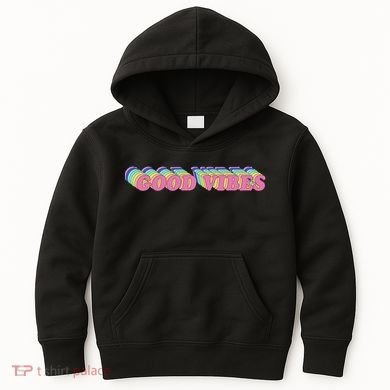 70s Retro Groovy Hippie Good Vibes Repeat Kids Hoodie