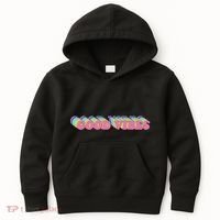 70s Retro Groovy Hippie Good Vibes Repeat Kids Hoodie thumb 0