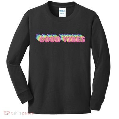 70s Retro Groovy Hippie Good Vibes Repeat Kids Long Sleeve Shirt