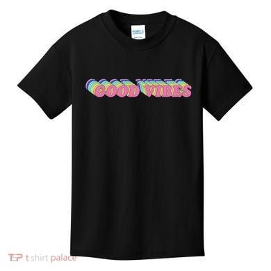 70s Retro Groovy Hippie Good Vibes Repeat Kids T-Shirt