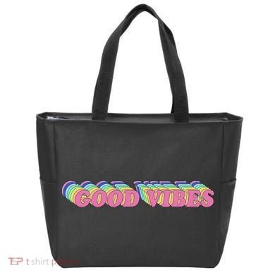 70s Retro Groovy Hippie Good Vibes Repeat Tote Bag