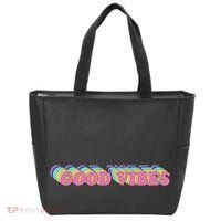 70s Retro Groovy Hippie Good Vibes Repeat Tote Bag thumb 0