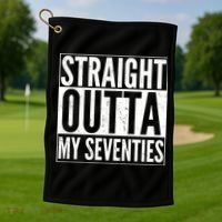70th Birthday - Straight Outta My Seventies Golf Towel thumb 1