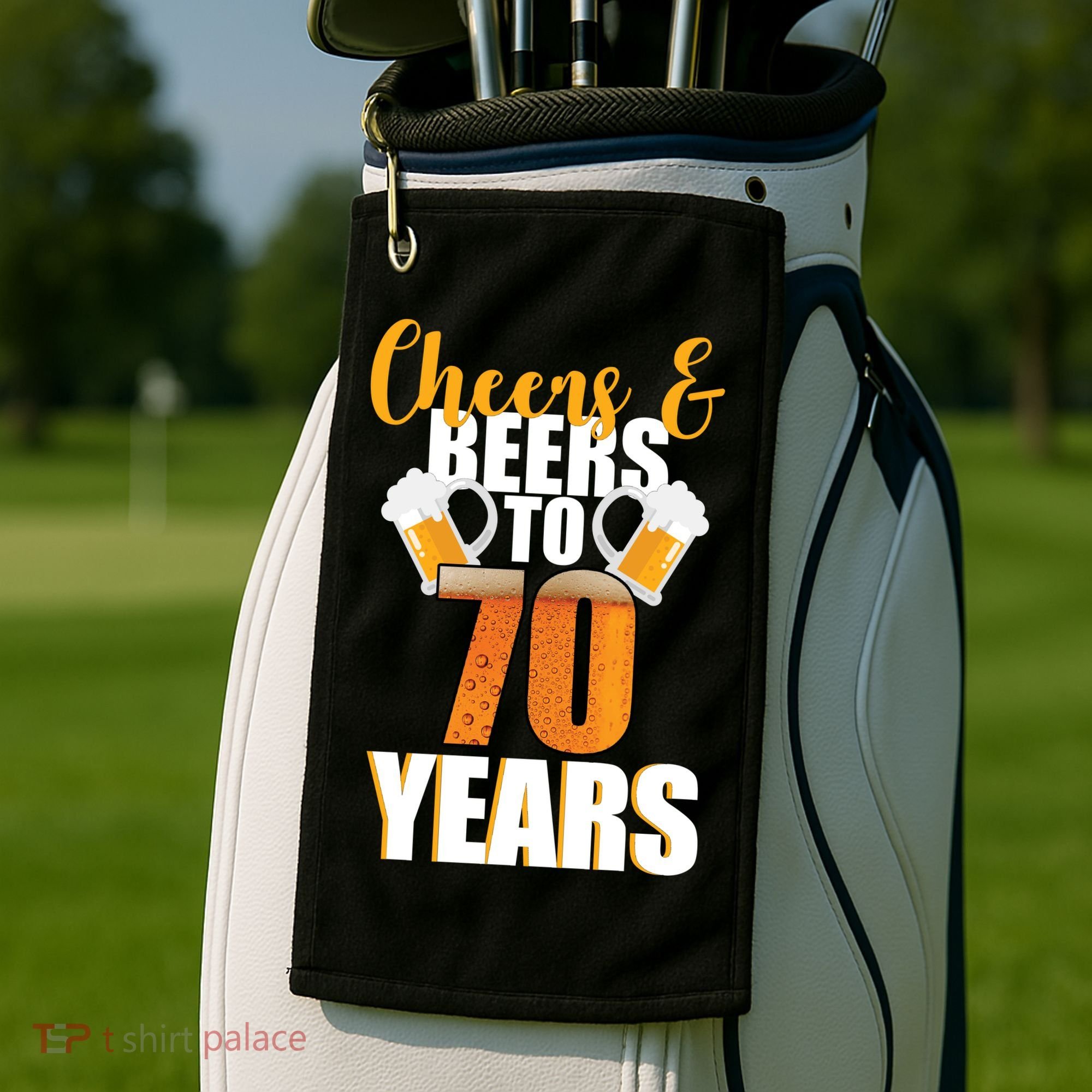 70th Birthday Cheers & Beers To 70 Years Golf Towel
