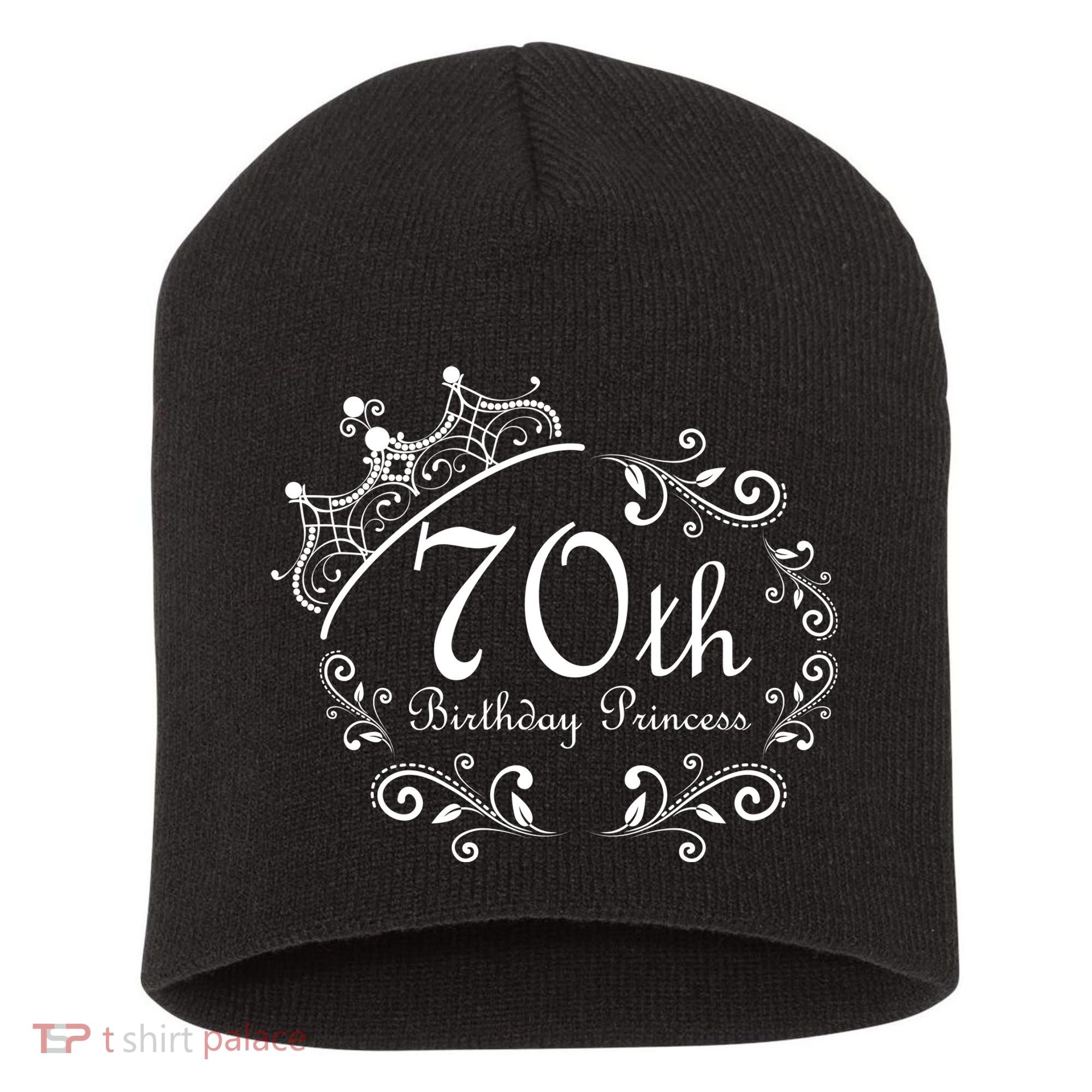 70th Birthday Princess Short Acrylic Beanie