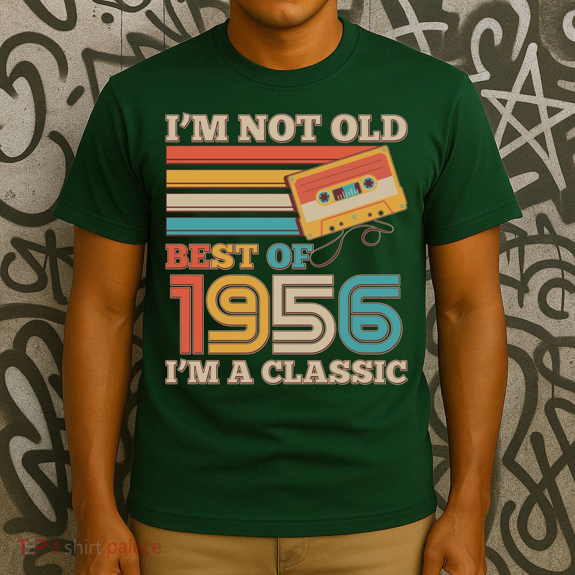 70th 1956 Birthday Retro I'm Not Old I'm A Classic Best Of Cassette Tape  T-Shirt
