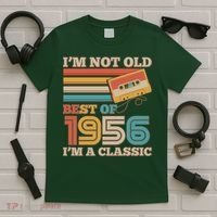 70th 1956 Birthday Retro I'm Not Old I'm A Classic Best Of Cassette Tape  T-Shirt thumb 5