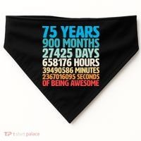 75 Years Of Being Awesome Birthday Time Breakdown USA-Made Doggie Bandana thumb 0