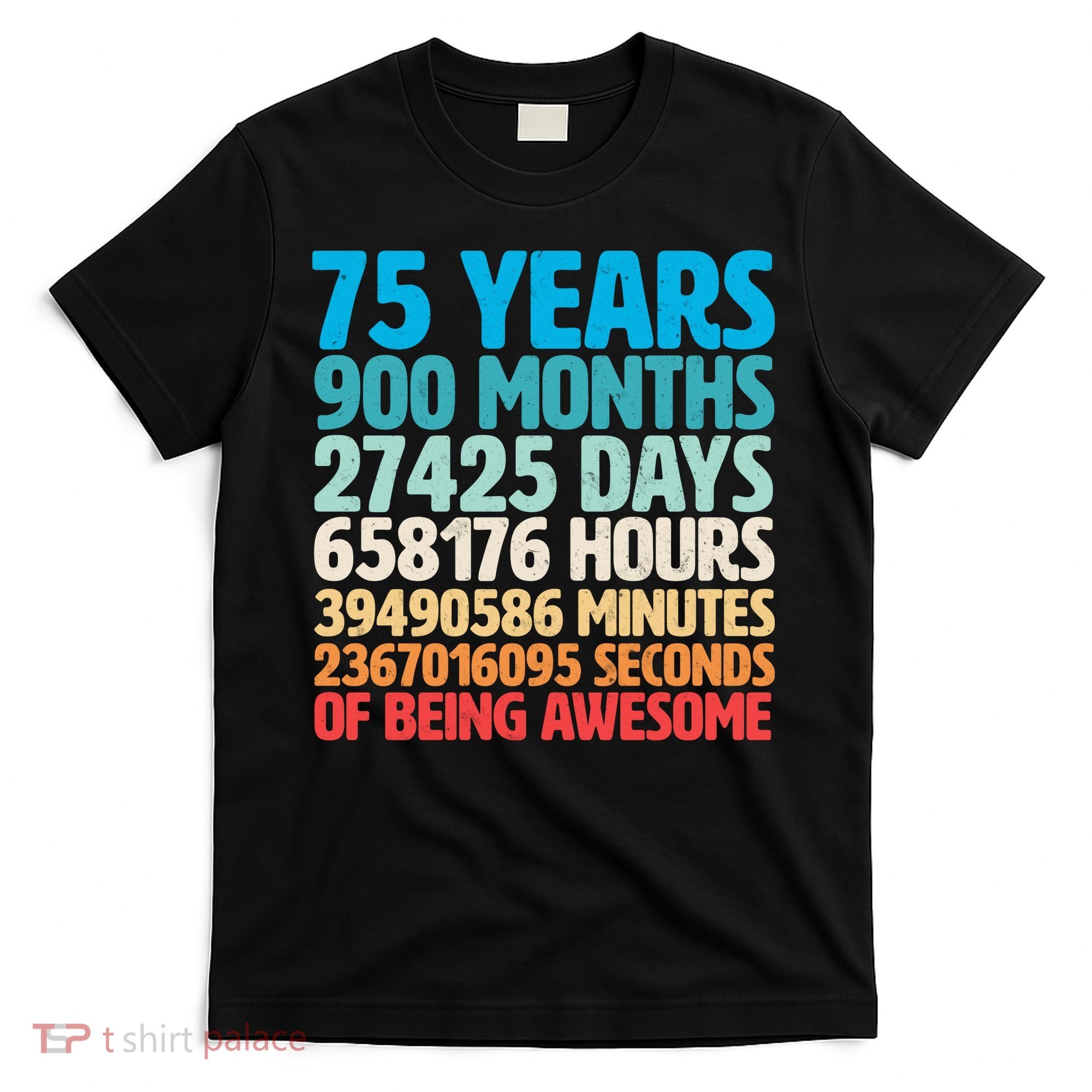 75 Years Of Being Awesome Birthday Time Breakdown T-Shirt