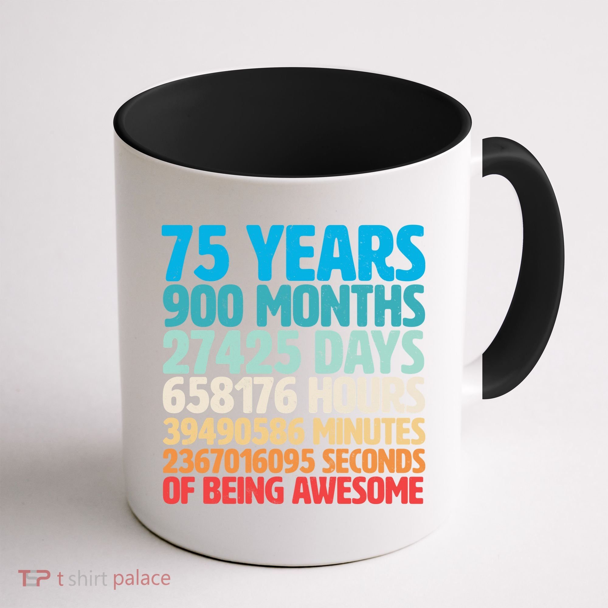 75 Years Of Being Awesome Birthday Time Breakdown Coffee Mug