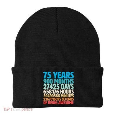 75 Years Of Being Awesome Birthday Time Breakdown Beanie