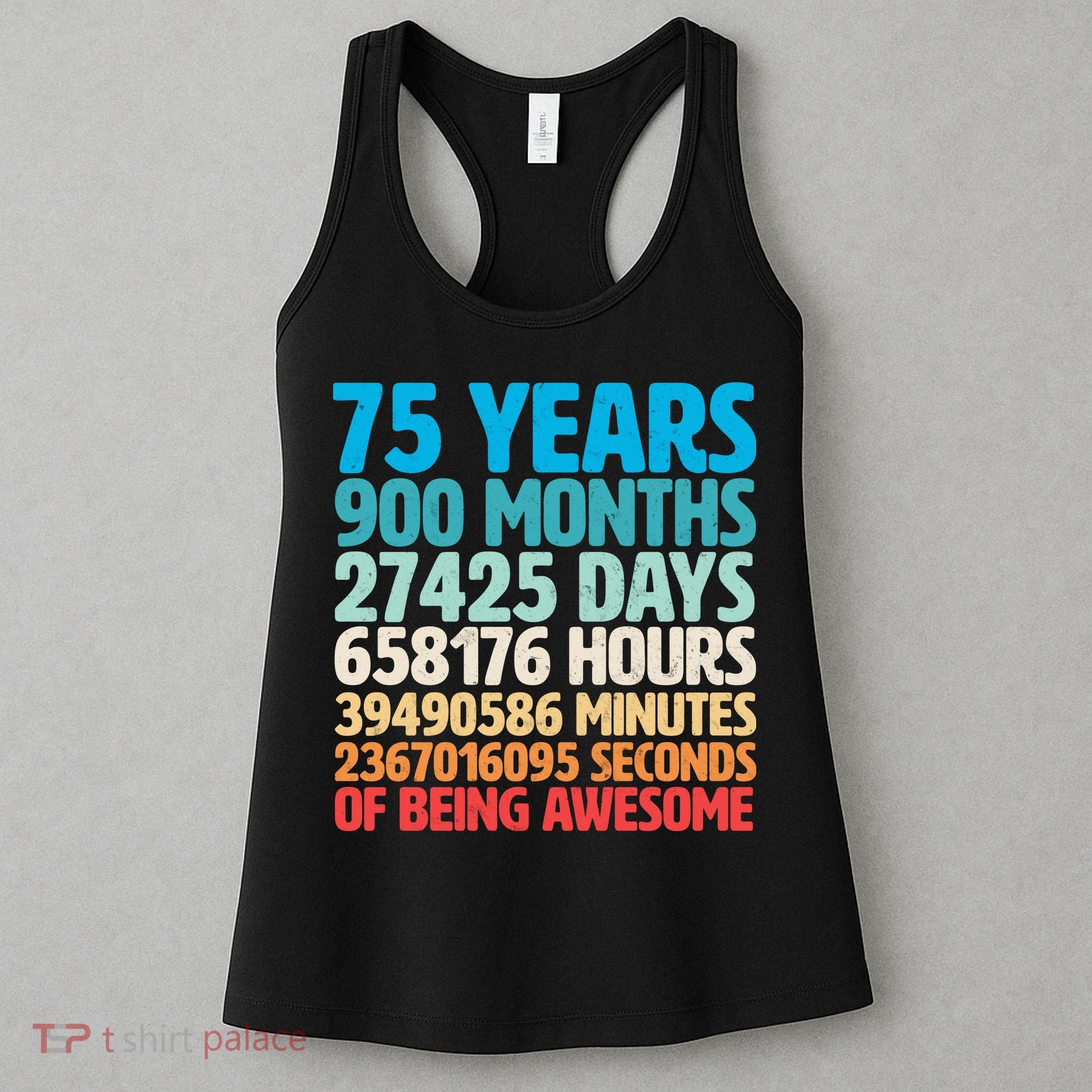 75 Years Of Being Awesome Birthday Time Breakdown Women's Tank Top