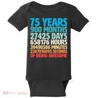75 Years Of Being Awesome Birthday Time Breakdown Baby Bodysuit thumb 0