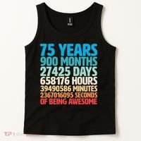 75 Years Of Being Awesome Birthday Time Breakdown Tank Top thumb 2