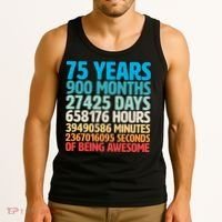 75 Years Of Being Awesome Birthday Time Breakdown Tank Top thumb 3