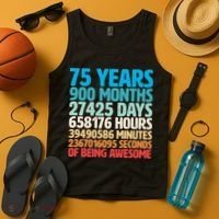 75 Years Of Being Awesome Birthday Time Breakdown Tank Top thumb 4